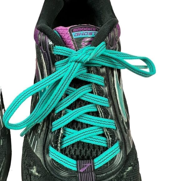 Brooks Women's Ghost 9 Running Shoes Sneakers Black Purple Teal US 8 - Picture 2 of 12